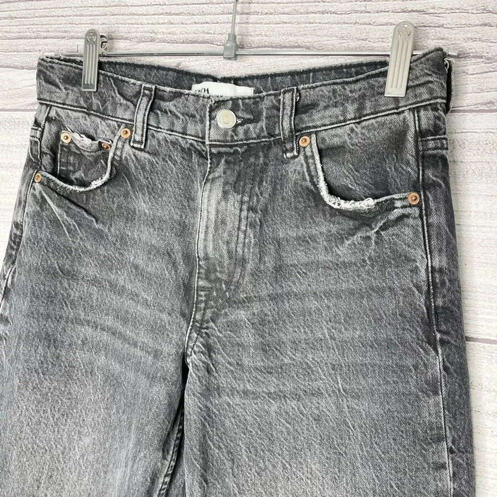 ZARA 100% Cotton Straight Black Jeans Women’s Size 2 Long - Picture 2 of 7